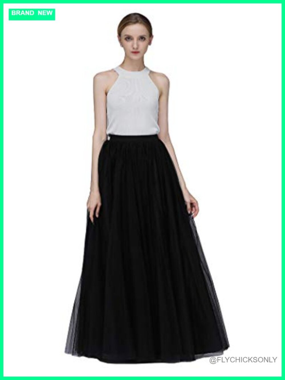 A-Line High Waist Tulle Maxi Skirt for Wedding Prom Evening Party